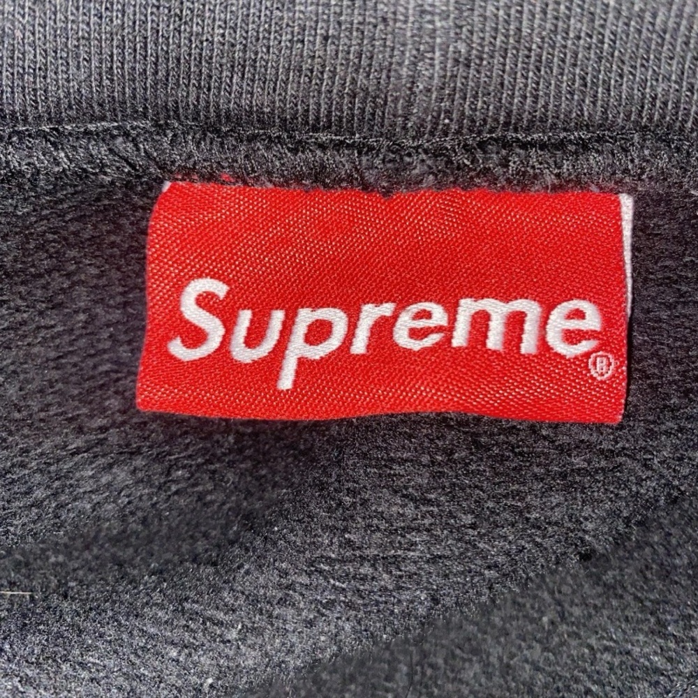 Supreme Black Hoodie Sleeve Logo Stripe Large Streetwear Pullover - Picture 9 of 12
